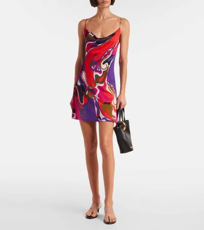 Pucci Orchidee Print Short Jersey Dress In Multi
