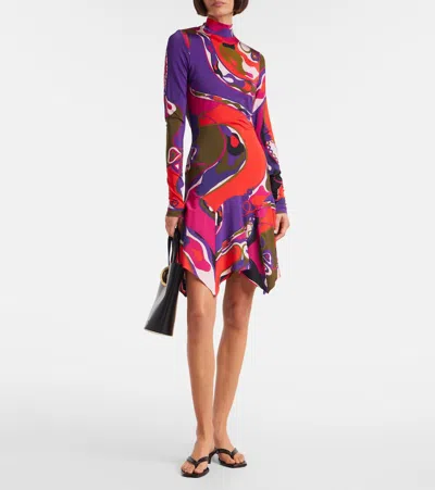 Pucci Orchidee Jersey Minidress In Multi