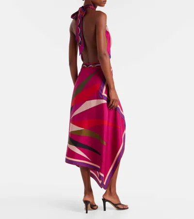 Pucci Hawaii-print Asymmetric-scarf Midi Skirt In Multi