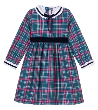 La Coqueta Clarisa Tartan Cotton-blend Dress In Green
