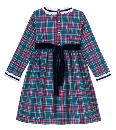 La Coqueta Clarisa Tartan Cotton-blend Dress In Green