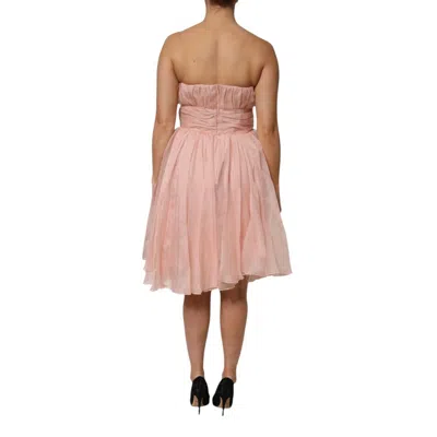 Dolce & Gabbana Pink Silk Chiffon A-line Pleated Midi Dress In Pink