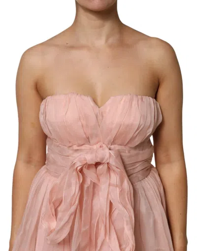Dolce & Gabbana Pink Silk Chiffon A-line Pleated Midi Dress In Pink