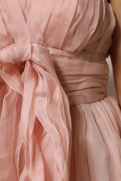 Dolce & Gabbana Pink Silk Chiffon A-line Pleated Midi Dress In Pink