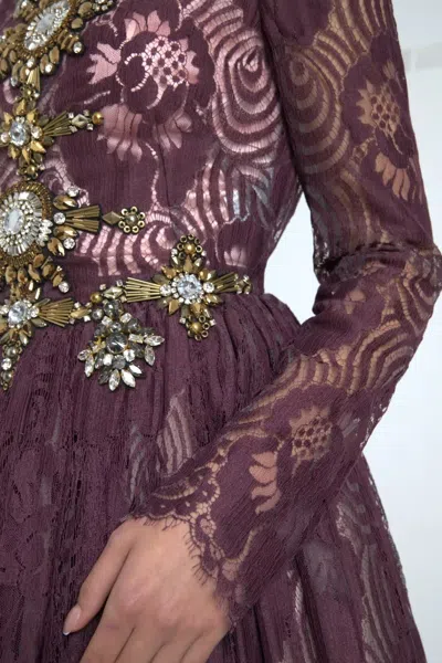 Pre-owned Dolce & Gabbana Purple Viscose Crystal A-line Gown Women's Dress ()