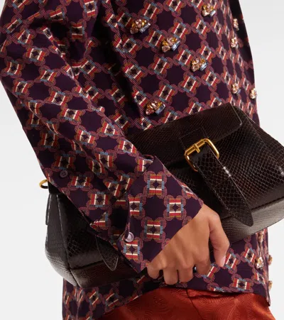 Dries Van Noten Geometric Long Sleeve V Neck Top In Multi