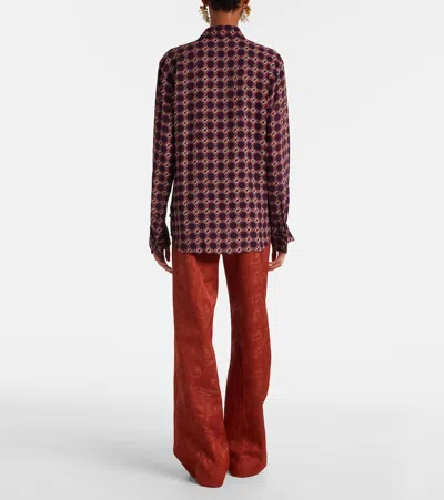 Dries Van Noten Geometric Long Sleeve V Neck Top In Multi
