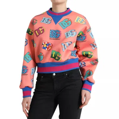 Pre-owned Dolce & Gabbana Salmon Pink Logo Print Sweatshirt Women's Sweater ()