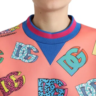 Pre-owned Dolce & Gabbana Salmon Pink Logo Print Sweatshirt Women's Sweater ()