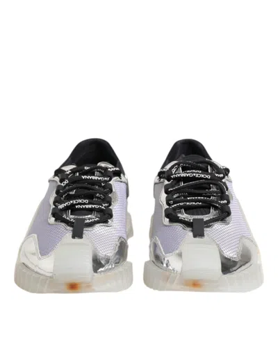Pre-owned Dolce & Gabbana Silver Black Nylon Ns1 Low Top Sneakers Men's Shoes () In Multi