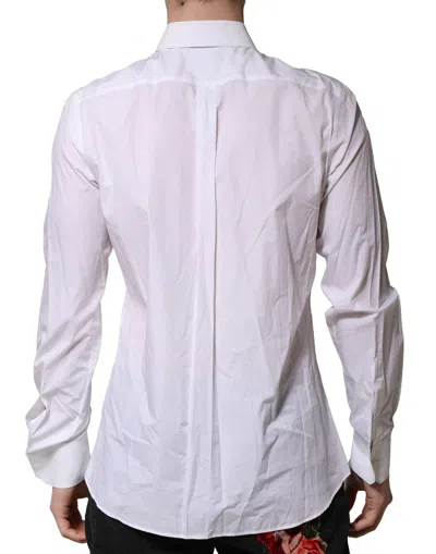 Pre-owned Dolce & Gabbana White Cotton Martini Long Sleeve Formal Men's Shirt ()