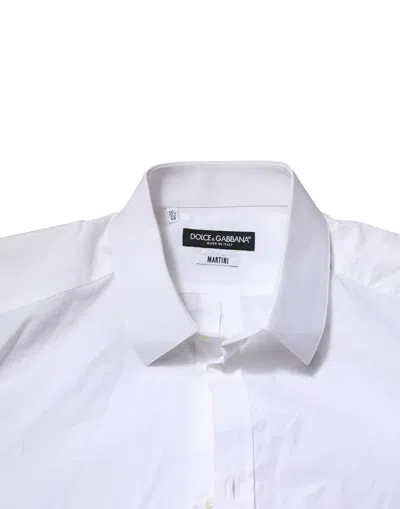 Pre-owned Dolce & Gabbana White Cotton Martini Long Sleeve Formal Men's Shirt ()