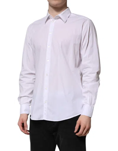 Pre-owned Dolce & Gabbana White Cotton Staff Long Sleeves Formal Men's Shirt ()