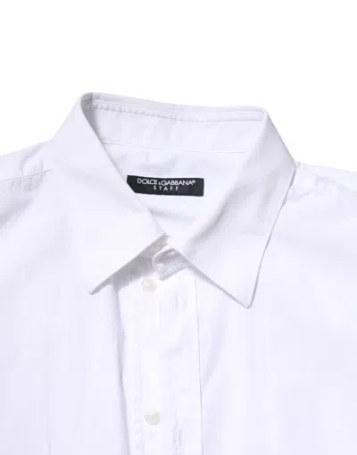 Pre-owned Dolce & Gabbana White Cotton Staff Long Sleeves Formal Men's Shirt ()
