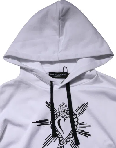 Pre-owned Dolce & Gabbana White Sacred Heart Hooded Sweatshirt Men's Sweater ()