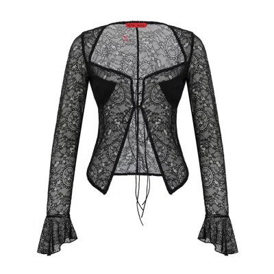 Pcfg Long Sleeve Black Lace Top