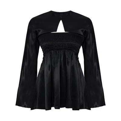 Pcfg Long Sleeve Mini Dress In Black