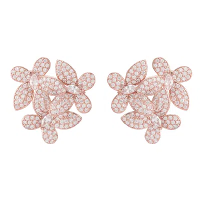 Latelita Women's Rose Gold / White Flowers Large Stud Earrings Rosegold In Pink