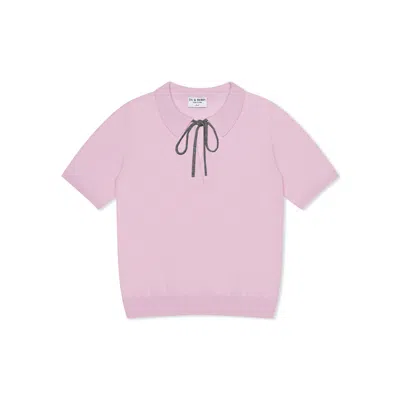 Du & Berry Women's Pink Cashmere & Wool Polo T-shirt - Very Berry In Pink