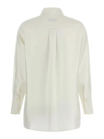 Alberto Biani Comfort Fit Silk Shirt With Asymmetrical Hem In White