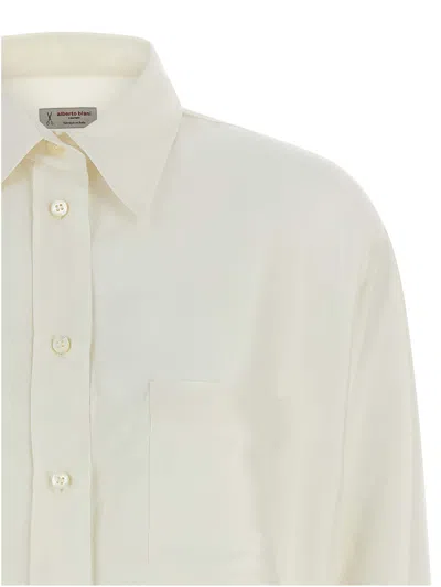 Alberto Biani Comfort Fit Silk Shirt With Asymmetrical Hem In White