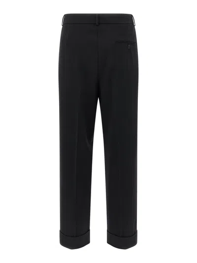 Alberto Biani Tailored Trousers With Cuffed Hem And Pleats In Green