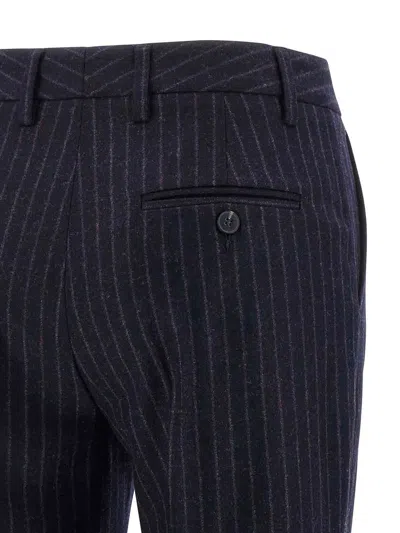Alberto Biani Pinstripe Trousers With Belt Loops And Pocket In Blue