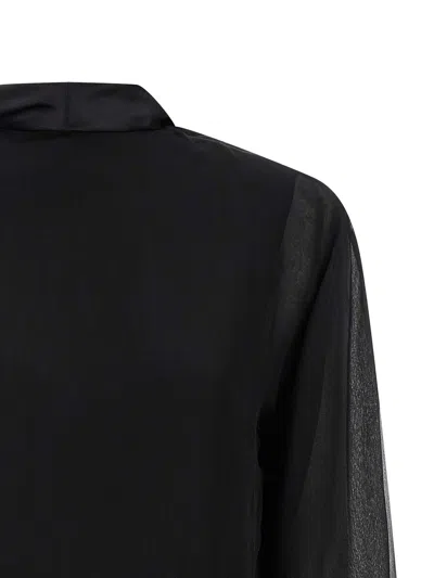 Alberta Ferretti Reversible Silk Chiffon Shirt With Unique Crossed Closure In Black