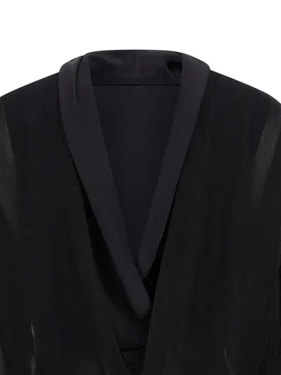 Alberta Ferretti Reversible Silk Chiffon Shirt With Unique Crossed Closure In Black