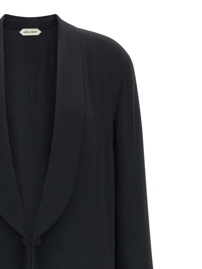 Alberta Ferretti Longline Shawl Collar Silk Coat In Black