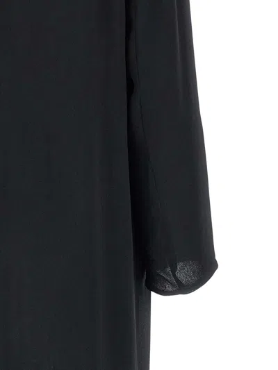 Alberta Ferretti Longline Shawl Collar Silk Coat In Black