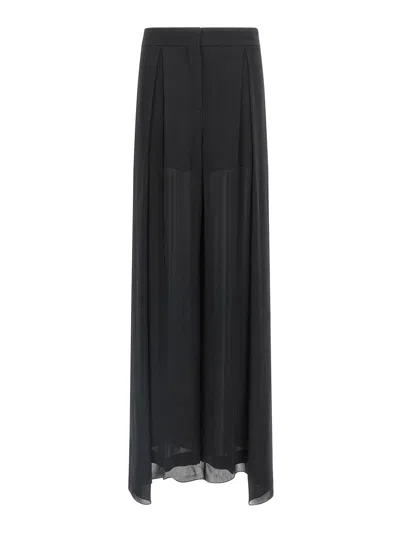 Alberta Ferretti High-waisted Silk Georgette Palazzo Pants With Asymmetrical Back Panel In Black