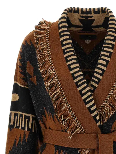 Alanui Dreamscape Jacquard Cardigan In Black/brown In Brown