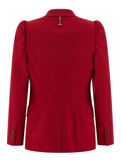 Alexander Mcqueen Mcqueen One-button Wool Grain De Poudre Jacket In Red