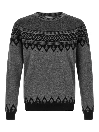 Alexander Mcqueen Mcqueen 'skull' Sweater In Gray