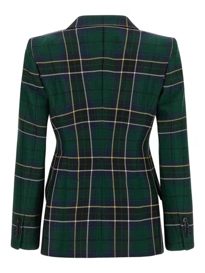 Alexander Mcqueen Single-breasted Wool Tartan Jacket With Peak Lapels In Green
