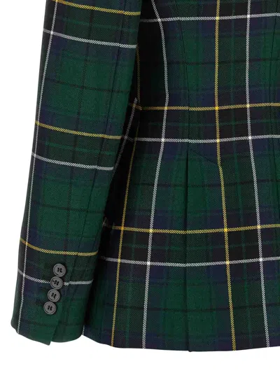 Alexander Mcqueen Single-breasted Wool Tartan Jacket With Peak Lapels In Green