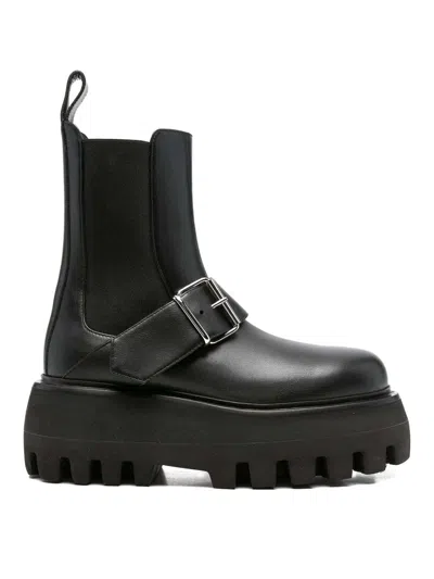 Alexander Mcqueen Ankle Boots With Buckle And Chunky Sole In Black
