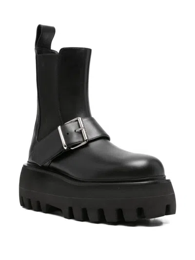 Alexander Mcqueen Ankle Boots With Buckle And Chunky Sole In Black