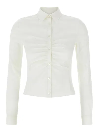 Balenciaga Long-sleeved Corseted Shirt In White