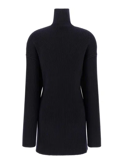 Balenciaga Pinched Navy Mini Dress In Wool And Cotton Women In Blue
