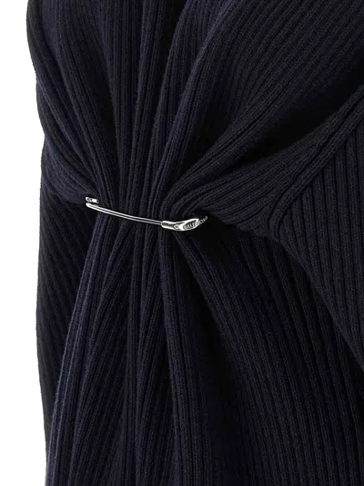 Balenciaga Pinched Navy Mini Dress In Wool And Cotton Women In Blue