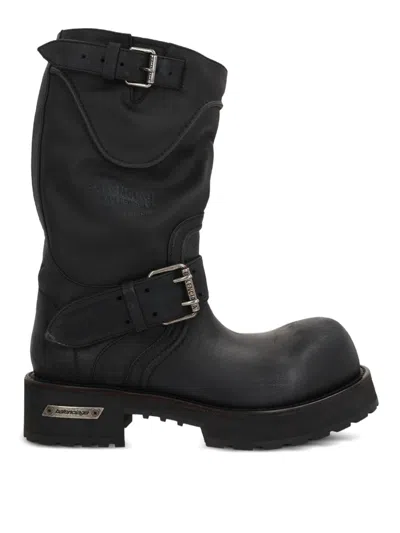 Balenciaga Venom Boots In Worn-out Effect Leather Shoes In Black