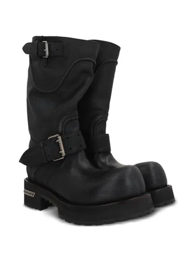 Balenciaga Venom Boots In Worn-out Effect Leather Shoes In Black