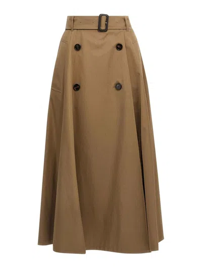 Burberry "brenda" Midi Skirt In Brown