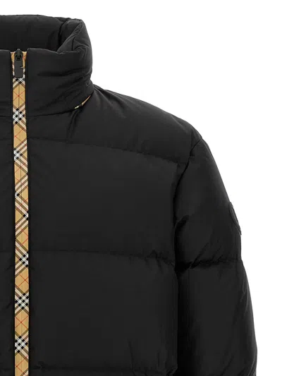 Burberry Men Snowdown Down Jacket With Checked Profile In Black