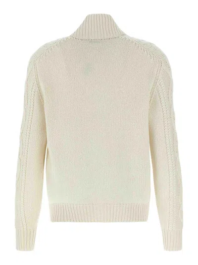 Brunello Cucinelli Cashmere Cardigan With Cable Knit Design In Neutral