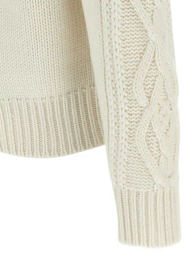 Brunello Cucinelli Cashmere Cardigan With Cable Knit Design In Neutral