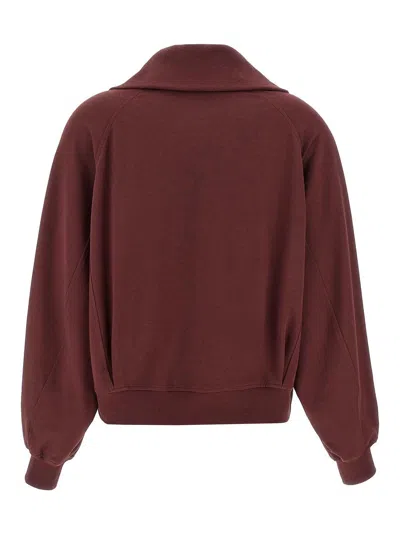 Brunello Cucinelli Collared Neck Sweatshirt With Shiny Flap Detail In Red
