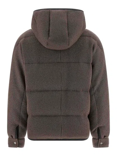 Brunello Cucinelli Lame Wool Down Jacket In Brown